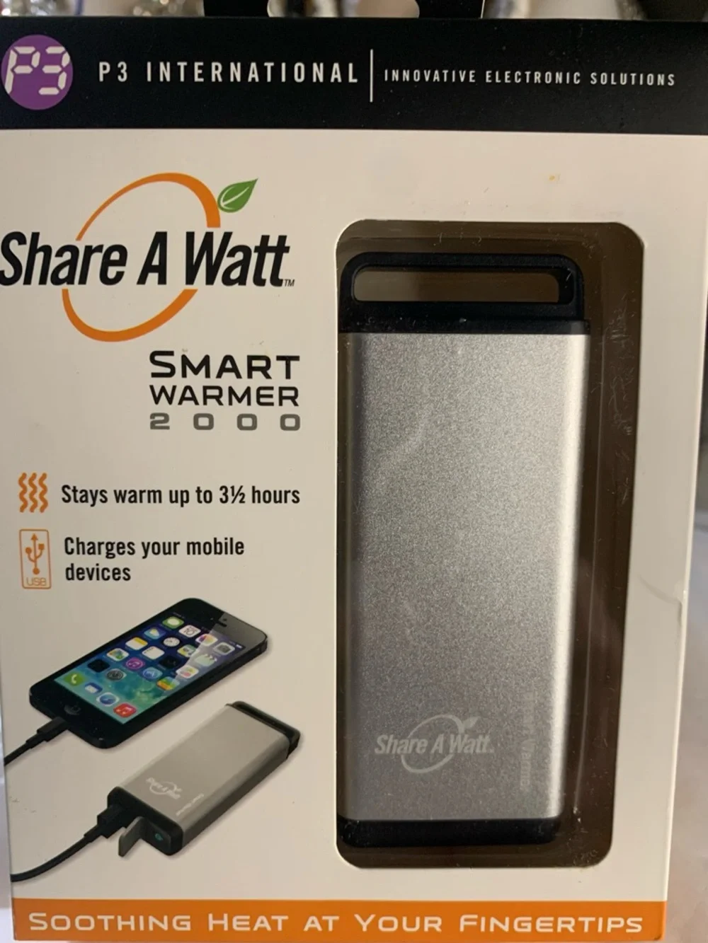 Smart Warmer 2000 Portable Hand Warmer & Charger - Silver